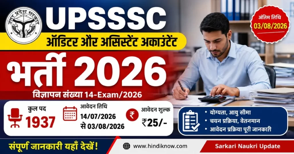 UPSSSC Auditor & Assistant Accountant Recruitment 2026: 1937 पदों के लिए ऑनलाइन आवेदन करें